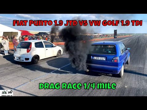 Fiat Punto 1.9 JTD vs VW Golf 1.9 TDI drag race 1/4 mile 🚦🚗 - 4K UHD