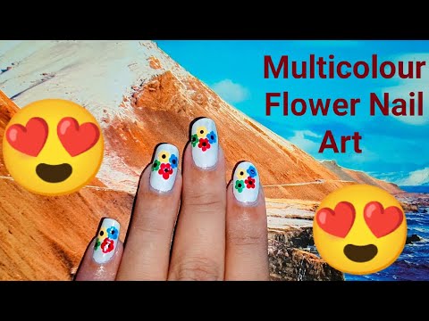 Multicolour Flower Nail Art 💅
