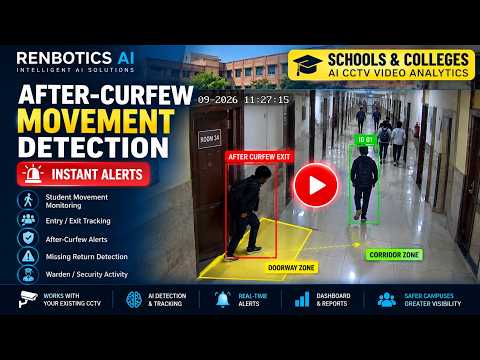 Renbotics AI school hostel after-curfew exit detection demonstration
