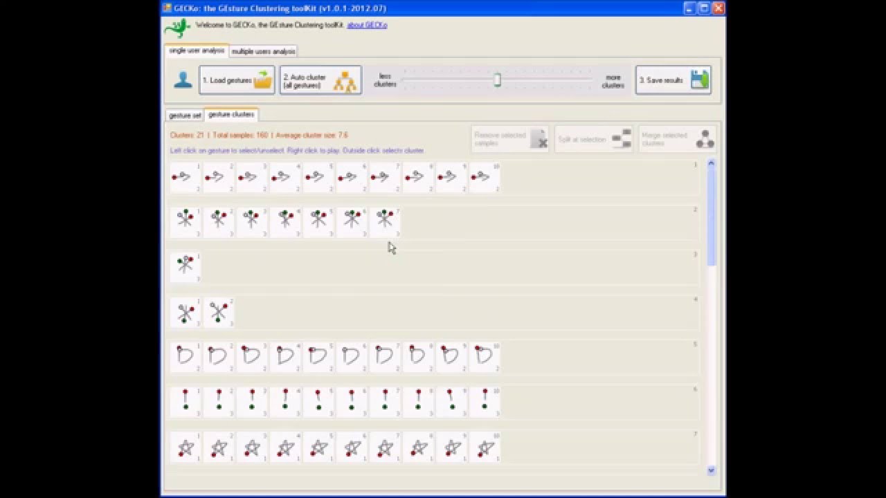 Gesture clustering @ GI 2013