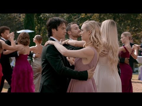 The Vampire Diaries 8x09 Elena and Damon first dance memories, Caroline helps him to fight