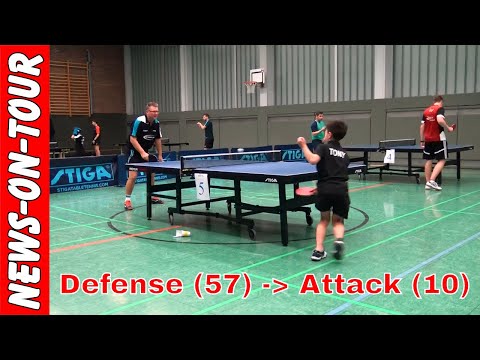 TT-Angriff vs. Abwehr! Andreas Grothe (57) vs Tony Santolaya Wu (10) [ Tischtennis Vorgabe Turnier ]