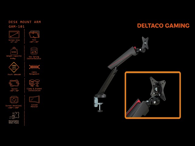 Video teaser for DELTACO GAMING Single Monitor Spring-Assisted Pro
