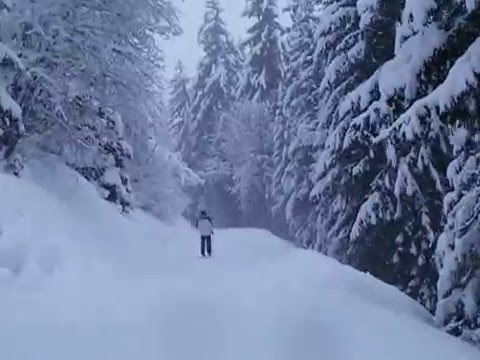 Skiing La Plagne, Feb 2016, Route des Bauches Piste, camera slowly gets snowed up!