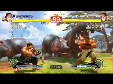 chamuka [Ryu] Vs umehara_daigo13 [Ryu] SSF4 AE Online Ranked Matches - PSN