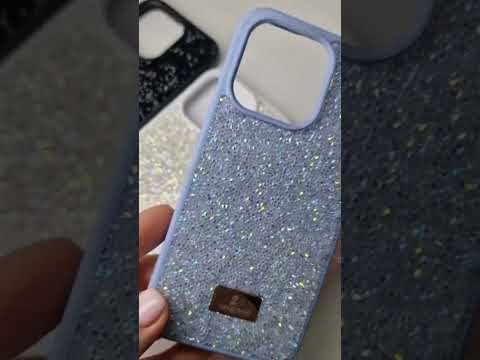 Чехол iPhone 14 pro MAX накладка с камнями противоударный фиолетовый Swarovski ( + живые фото) - фото 1 - id-p2324939048