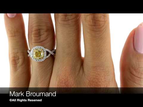 Mark Broumand - 1.93ct Fancy Intense Yellow Cushion Cut Diamond Engagement Ring