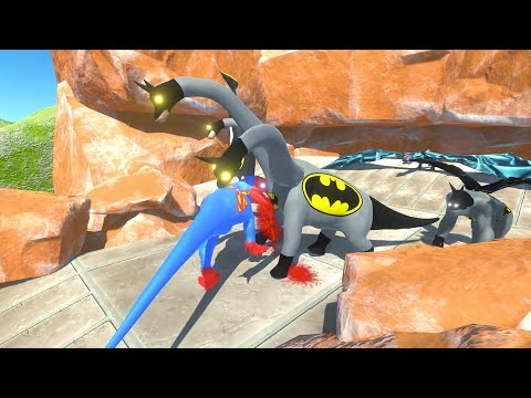 Superman T-Rex Vs 3x Headed Batman Brachiosaurus Death Run Oasis #deathrun #supermantrex #batman