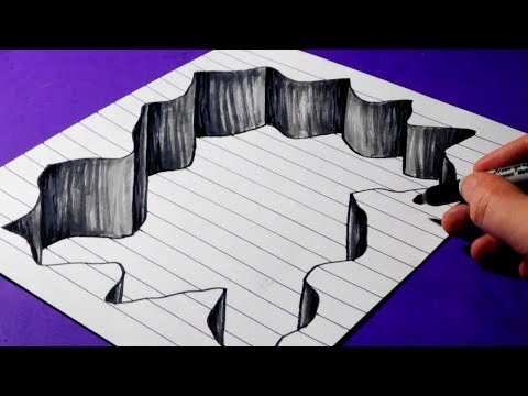 How to Draw a Hole in Line Paper - 3D Trick Art for Beginners