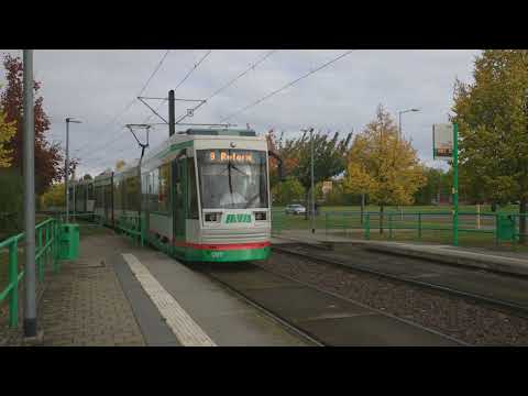 Germany, Magdeburg, tram 9 ride from Flugplatz/Technisches Hilfswerk  to Bördepark Ost