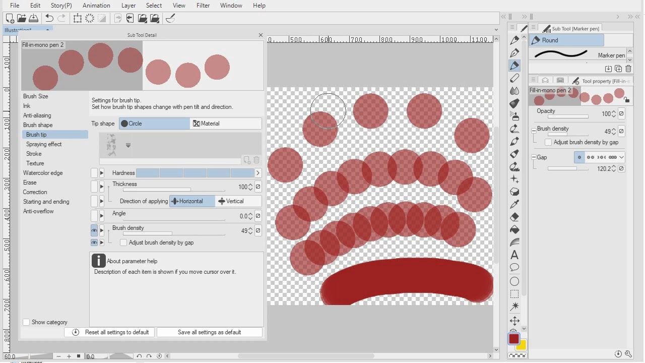 Brushes - Understanding Density, Gap and Opacity in Clip Studio Paint