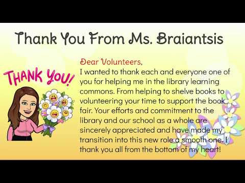 Brownridge PS. Virtual Volunteer Appreciation 2019-2020