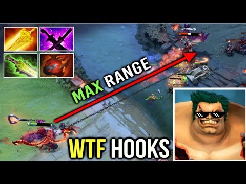 EPIC Shit Hooks! Carry Pudge OMG Hook Max Range 13 Min Godlike Top Networth 7.20e WTF Dota 2