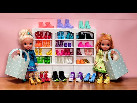 Shopping challenge ! Elsa & Anna toddlers - Barbie dolls and accessories