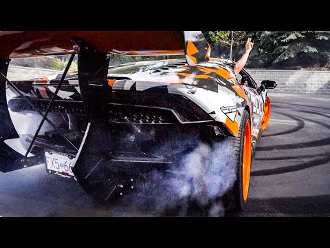 CLOSE CALL... LAMBORGHINI NEARLY HITS DAVE HOLDING CAMERA! Video