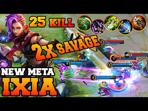 2x Savage Ixia & 25 Kills Mobile Legends !! MLBB Ixia Gameplay Best Build 2023 Emblem Tutorial Guide
