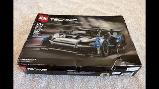 YouTube thumbnail: Lego Technic McLaren Senna GTR set 42123 smashed box - How not to ship a boxed Lego Technic set.