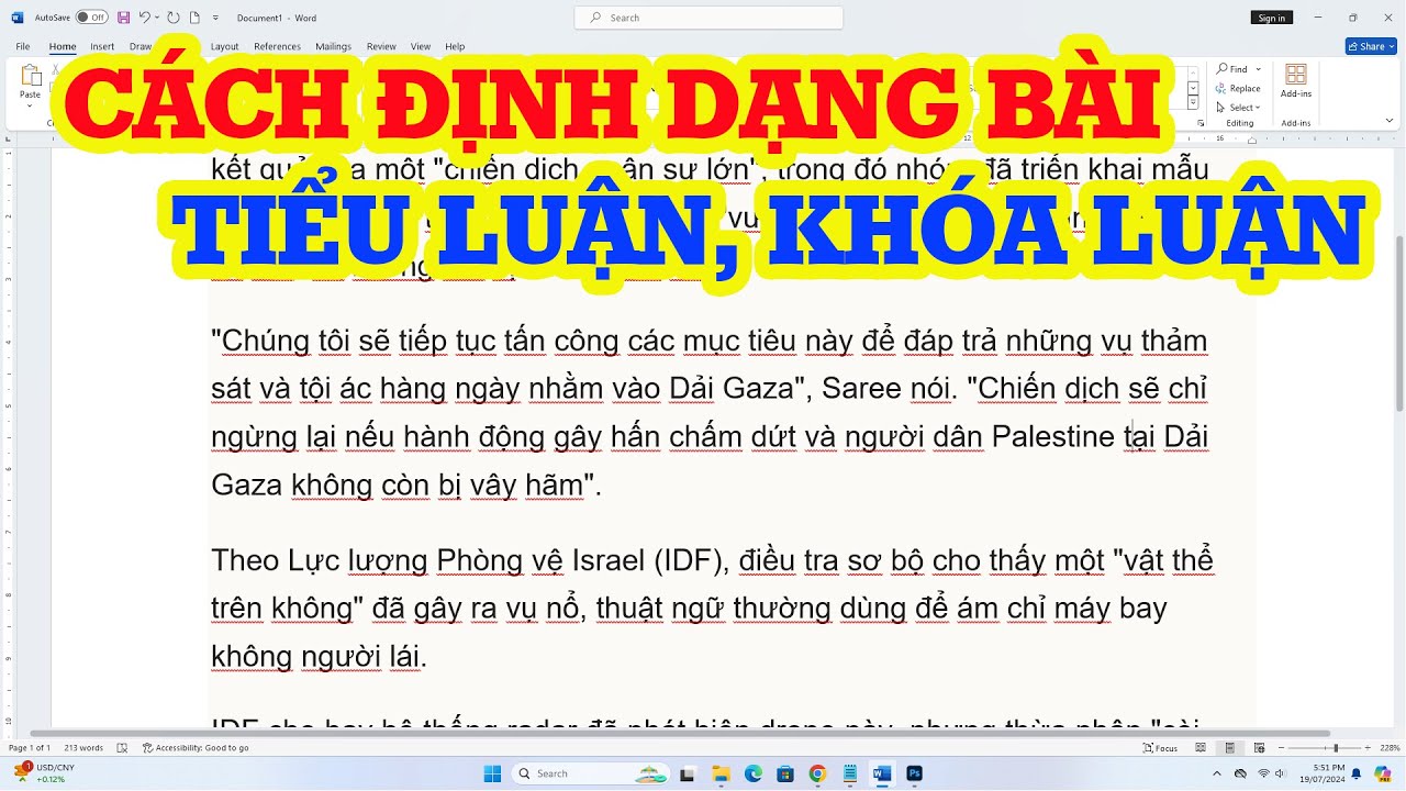Cách căn chỉnh và định dạng bài tiểu luận, khóa luận đúng chuẩn