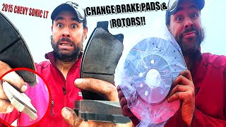 Change BRAKE PADS & ROTORS On 2015 (2012-2020) CHEVY SONIC LT Chevy Cruze Remove STUCK Seized ROTOR