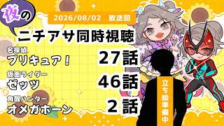 【 #ニチアサ同時視聴配信 】「名探偵プリキュア！」27話「仮面ライダーゼッツ」46話「角醒ハンターオメガホーン」２話を一緒に観ましょう❤【 2026/08/02 放送回 】【640】