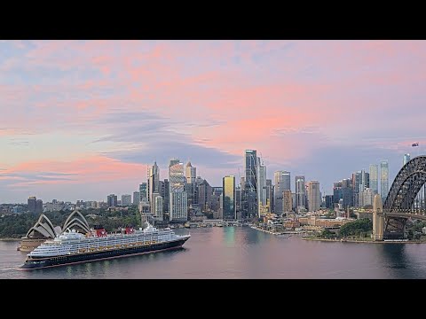 Thumbnail for Disney Wonder arrives to a beautiful sunrise, Sydney Harbour 17.10.25