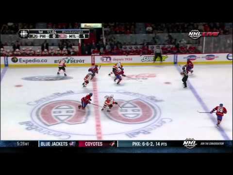 Brendan Gallagher goal Feb 16 2013 Philadelphia Flyers vs Montreal Canadiens NHL Hockey