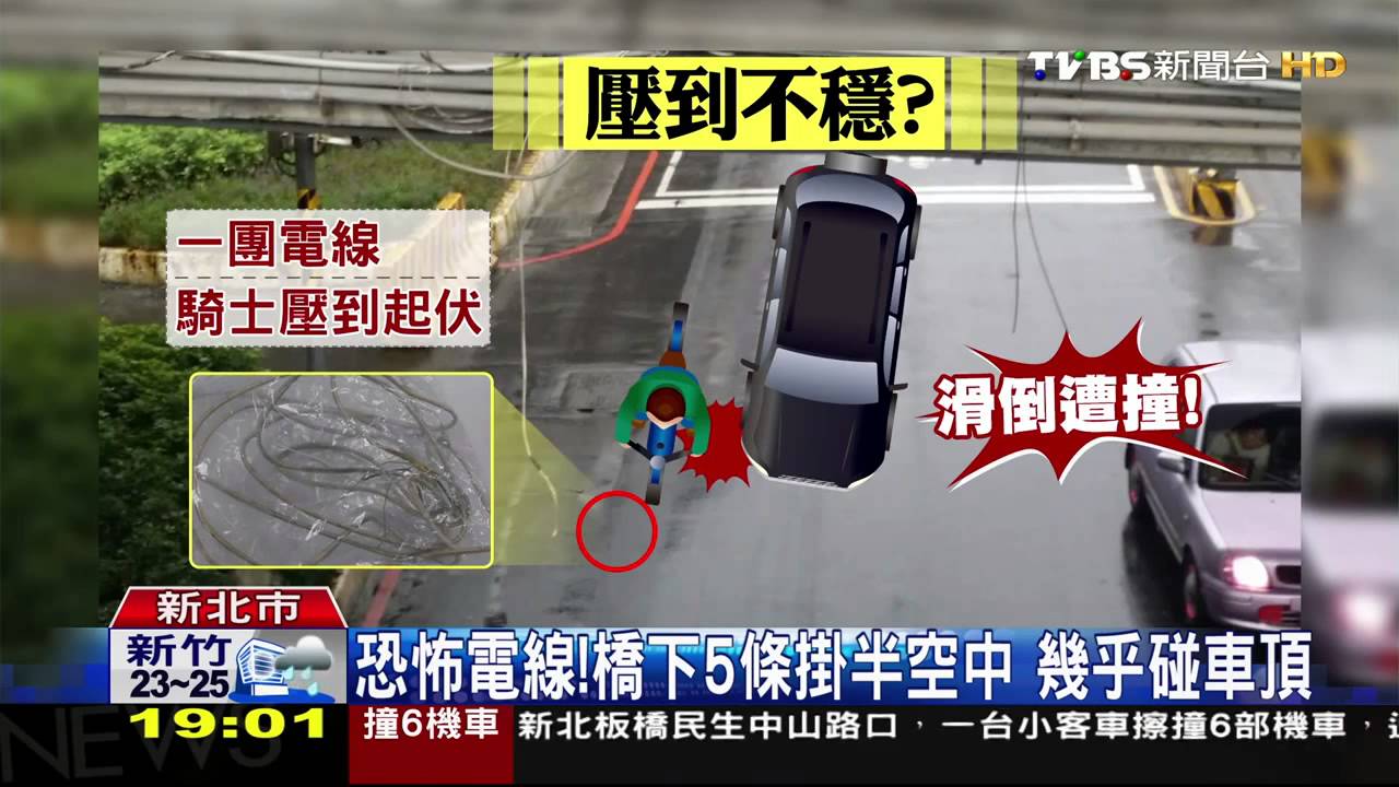 追查電線業者！「白扁線」害摔　扯斷掛空中