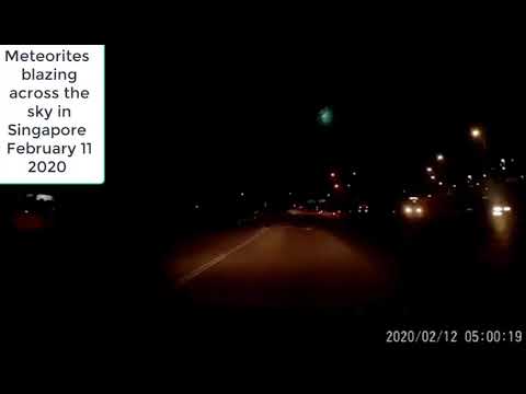 Meteorite flashing across the Singapore Sky 11 th Feb 2020 - dashcam video