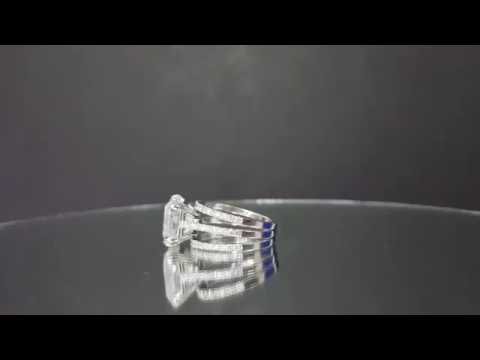 6.17 Carat Princess Cut Natural Diamond Engagement Ring 14K White Gold Certified