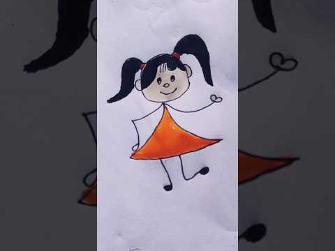“Cuteest Childhood Drawing 🥰✏️ | Simple Girl Sketch”#art#drawing #youtubeshorts #vedArts10
