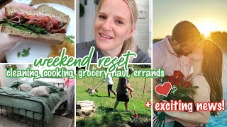 WEEKEND RESET / COOKING, CLEANING, GROCERY HAUL, ERRANDS + EXCITING NEWS!!