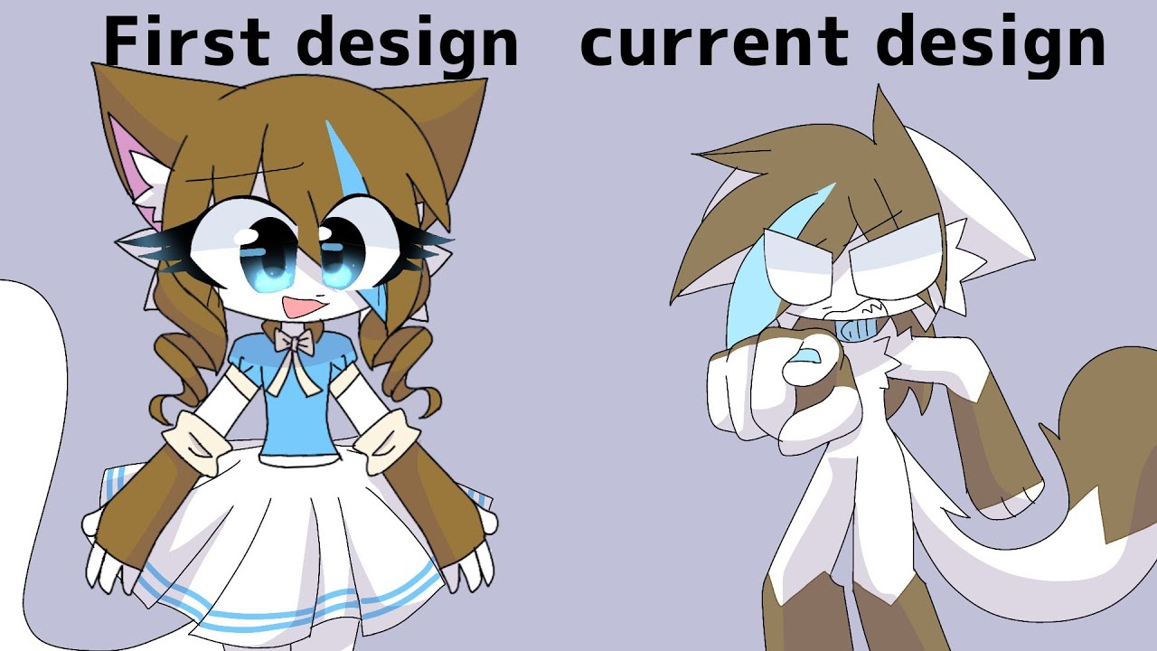 First oc design vs Current oc design (cringe warning)