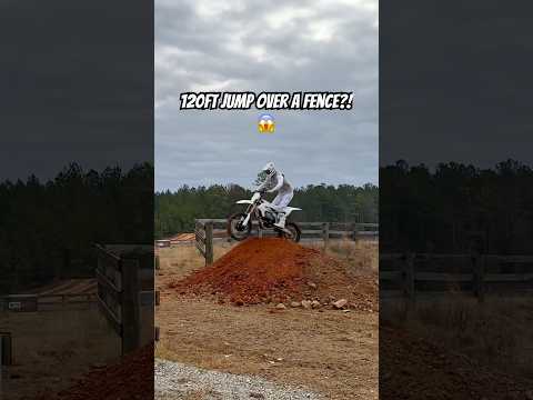 Dirt bike rider attempts 120ft fence jump! 😵