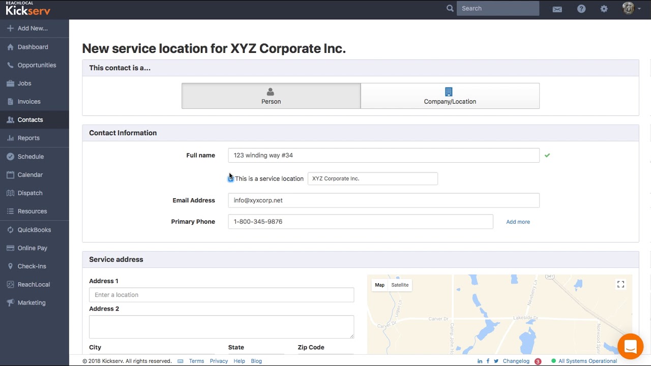 Creating a Service location or multiple service addresses