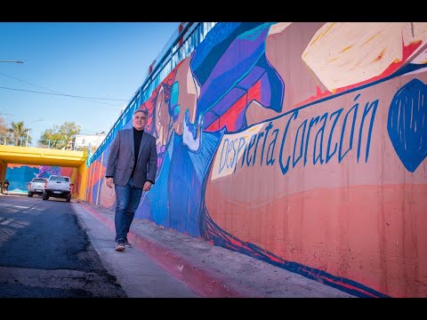 Intervención artística en el viaducto en calle Polonia