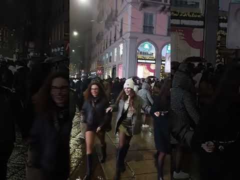 New Year Night In Milan Italy..