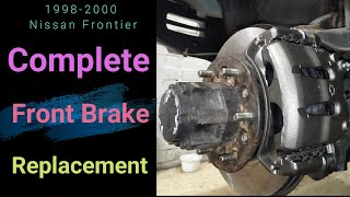 1998-2000 Nissan frontier Complete Front Brake replacement and brake bleeding explained. The works!