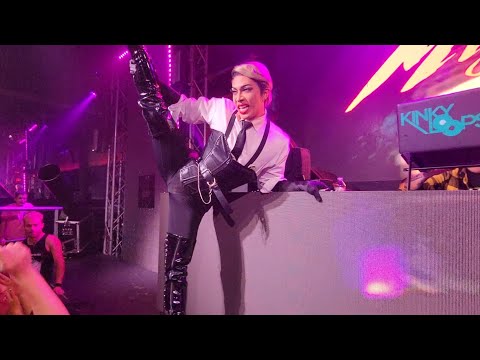 pangina heals of drag race Thailand  performing madonna mega mix at richs San Diego on 11/03/2021