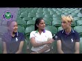 Karthi Gnanasegaram chats to ball boys and girls at Wimbledon 2019