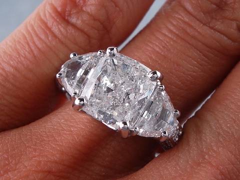 5.07 ctw Cushion Cut Diamond Engagement Ring - BigDiamondsUSA