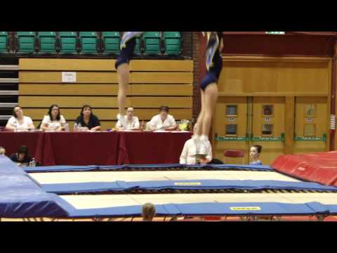 Halle Unsworth & Erin Williams Synchronised Trampolining Routine 1 NDP4 Cardiff 2016