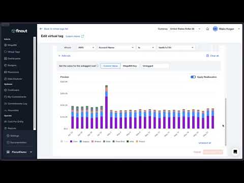 How Finout's FinOps cost allocation solution: VirtualTags, looks in action