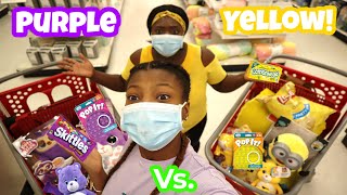 Extreme Slime Challenge! | Purple Vs Yellow Shopping Challenge!