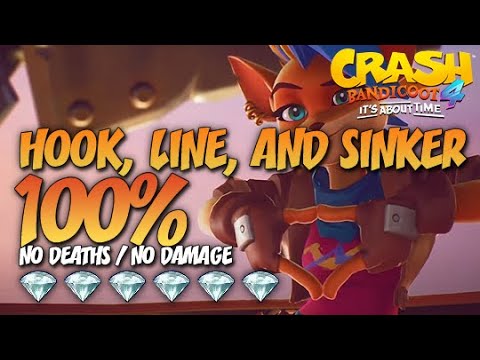 Crash Bandicoot 4: Hook, Line, and Sinker 100% Run - All Gems Guide (No Deaths / No Damage)