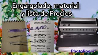 Cómo engargolar o encuadernar , conoce el material y la lista de precios.