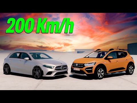 MERCEDES A45 W177 vs DACIA SANDERO STEPWAY 2022 200 Km/h CRASH TEST! - BeamNG