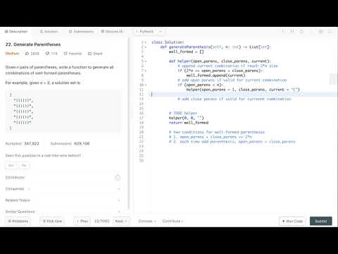 Amazon Coding Interview Question: Generate Parentheses
