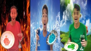 Download lagu FIRE GUY, ICE GUY, EARTH GUY / 3 ELEMENTS PARTY / 1 COLOR FOOD MUKBANG! | Mikael TubeHD mp3
