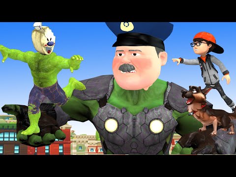 Strong Police Transform PoliceHulk Combat Giant Ice Scream 4 Save Boy Nick - Scary Teacher 3D Funny