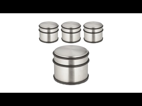 Edelstahl Türstopper 4er Set Schwarz - Silber - Eisen - 9 x 8 x 9 cm